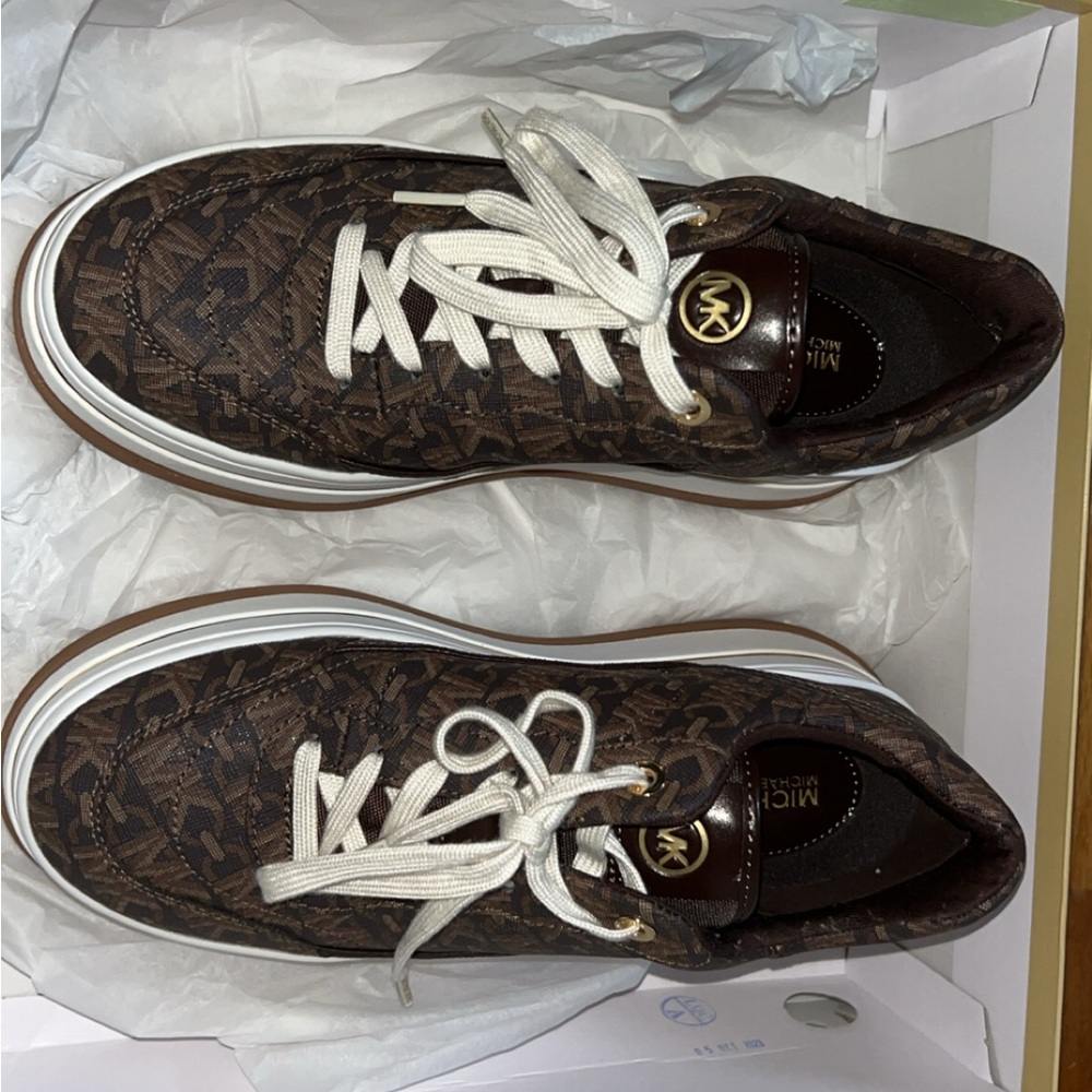 Michael Kors Brown and White Platform Sneakers